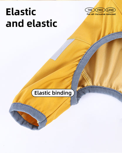 M Purple And Gray Trim Waterproof Four-Legged Dog Raincoat with Leash Hole for Small Breeds V888-ELOSUNG28893