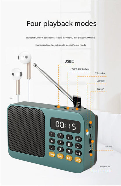 Portable Digital Music Player & FM Radio,4 Playback Modes, LED Flashlight(Gray) V888-ELOSUNG29011