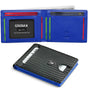 Men's Slim Leather Bifold Wallet - RFID Blocking, 11 Card Slots, ID Window(Carbon Blue) V888-ELOSUNG29023