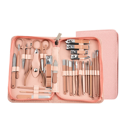 30-Piece Professional Manicure & Pedicure Set,Stainless Steel Grooming Kit(Rose Gold) V888-ELOSUNG29025