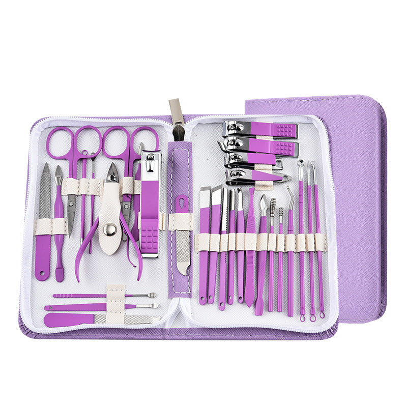 30-Piece Professional Manicure & Pedicure Set,Stainless Steel Grooming Kit(purple) V888-ELOSUNG29027