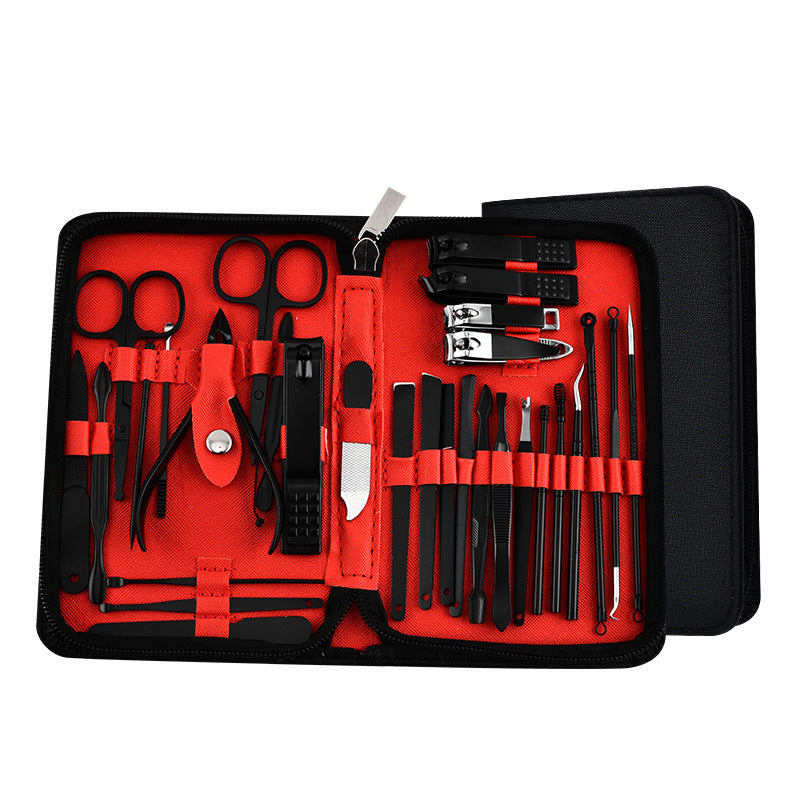 30-Piece Professional Manicure & Pedicure Set,Stainless Steel Grooming Kit(black-red) V888-ELOSUNG29028