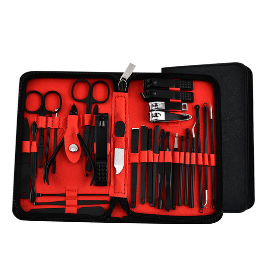 30-Piece Professional Manicure & Pedicure Set,Stainless Steel Grooming Kit(black-red) V888-ELOSUNG29028