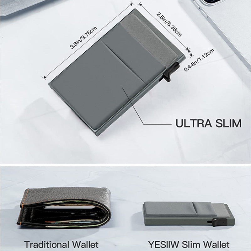 Ultra-Slim Pop-Up Card Holder Wallet with RFID Blocking(Black + Black Card Holder) V888-ELOSUNG29033