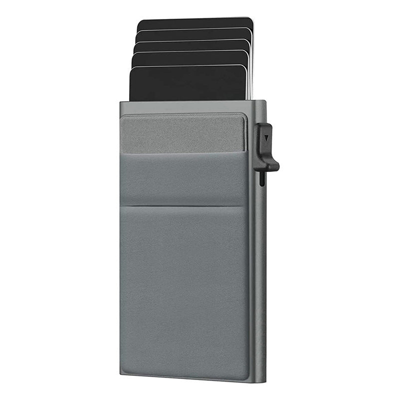Ultra-Slim Pop-Up Card Holder Wallet with RFID Blocking(Gray + Gray Card Holder) V888-ELOSUNG29034