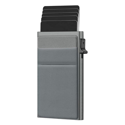 Ultra-Slim Pop-Up Card Holder Wallet with RFID Blocking(Gray + Gray Card Holder) V888-ELOSUNG29034