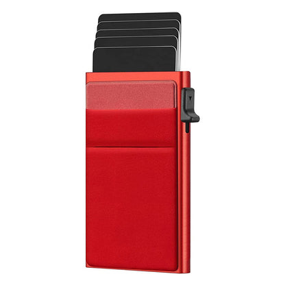 Ultra-Slim Pop-Up Card Holder Wallet with RFID Blocking(Red + Red Card Holder) V888-ELOSUNG29035
