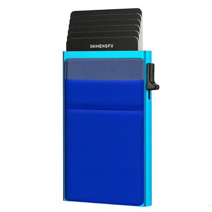 Ultra-Slim Pop-Up Card Holder Wallet with RFID Blocking(Blue + Blue Card Holder) V888-ELOSUNG29036
