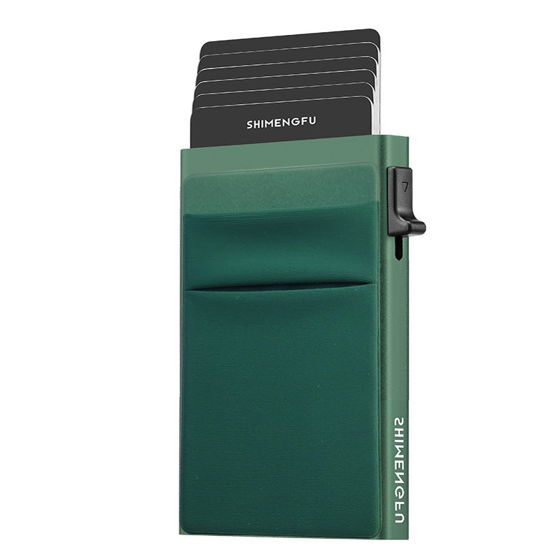 Ultra-Slim Pop-Up Card Holder Wallet with RFID Blocking(Green + Green Card Holder) V888-ELOSUNG29037