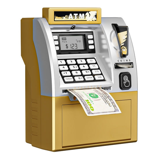 Kids ATM Savings Bank - Electronic Piggy Bank with Debit Card, PIN(Gold) V888-ELOSUNG29047
