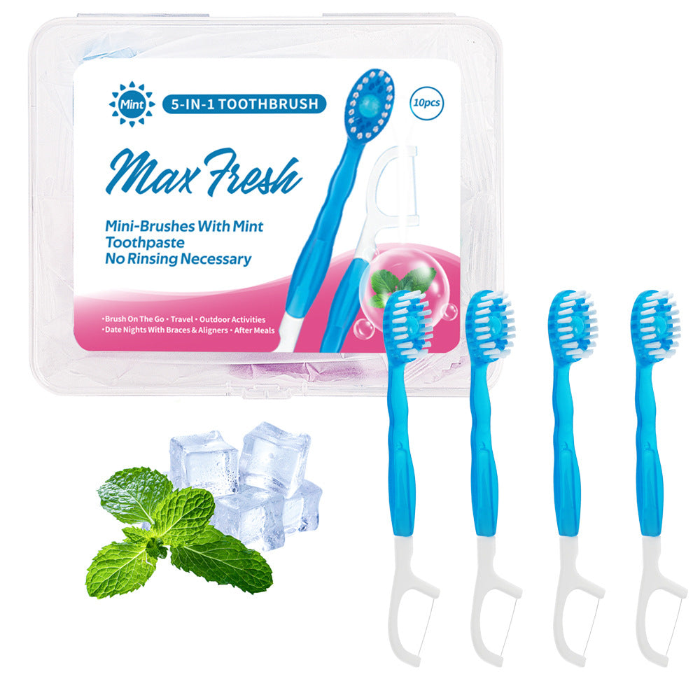 4-in-1 Disposable Travel Toothbrush with Flavor Burst Bead(Mint flavor) V888-ELOSUNG29048