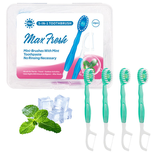 4-in-1 Disposable Travel Toothbrush with Flavor Burst Bead(Green plum green tea flavor) V888-ELOSUNG29049