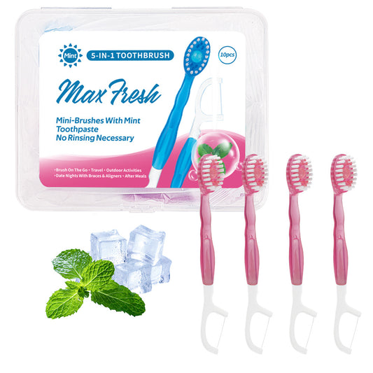 4-in-1 Disposable Travel Toothbrush with Flavor Burst Bead(Peach flavor) V888-ELOSUNG29050