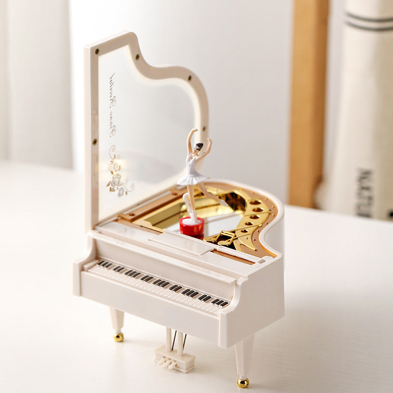 Classical Grand Piano Music Box with Dancing Ballerina(Dancing girl version - white) V888-ELOSUNG29056