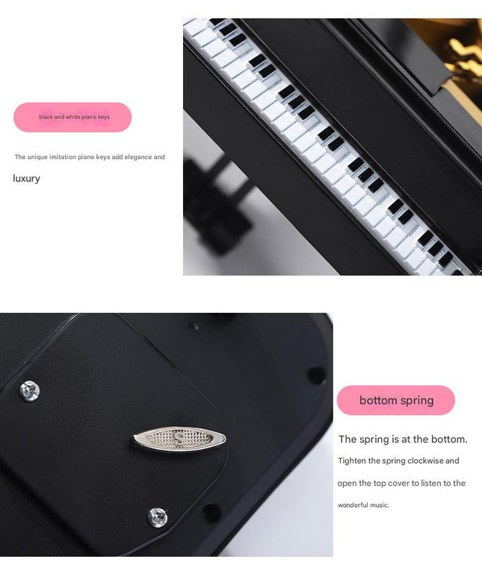 Classical Grand Piano Music Box with Dancing Ballerina(Dancing girl version - white) V888-ELOSUNG29056