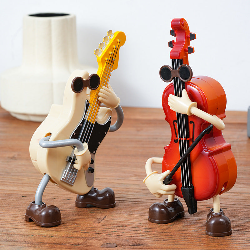Dancing Musical Instrument Figurines - Wind-Up Guitar & Cello Toys with Moving Parts(Guitar) V888-ELOSUNG29064