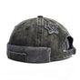 Vintage Washed Cotton Docker Cap - Unisex Brimless Beanie Hat with Star Patch(Green) V888-ELOSUNG29066