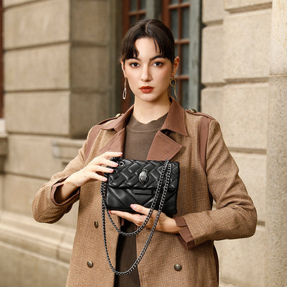 Elegant Quilted Leather Chain Bag with Bird Head Clasp(Black) V888-ELOSUNG29070