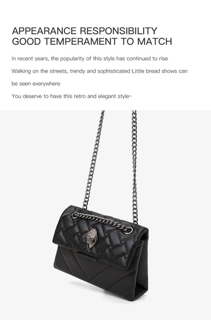 Elegant Quilted Leather Chain Bag with Bird Head Clasp(Black) V888-ELOSUNG29070