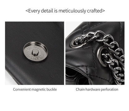 Elegant Quilted Leather Chain Bag with Bird Head Clasp(Black) V888-ELOSUNG29070