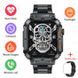 Smartwatch with Flashlight, Compass & Wireless Calling - Health & Fitness Tracker(Black case with black steel V888-ELOSUNG29079