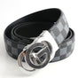 Luxury Designer Style PU Leather Belt,Automatic Buckle(G-patterned black-gray belt + silver buckle) V888-ELOSUNG29082