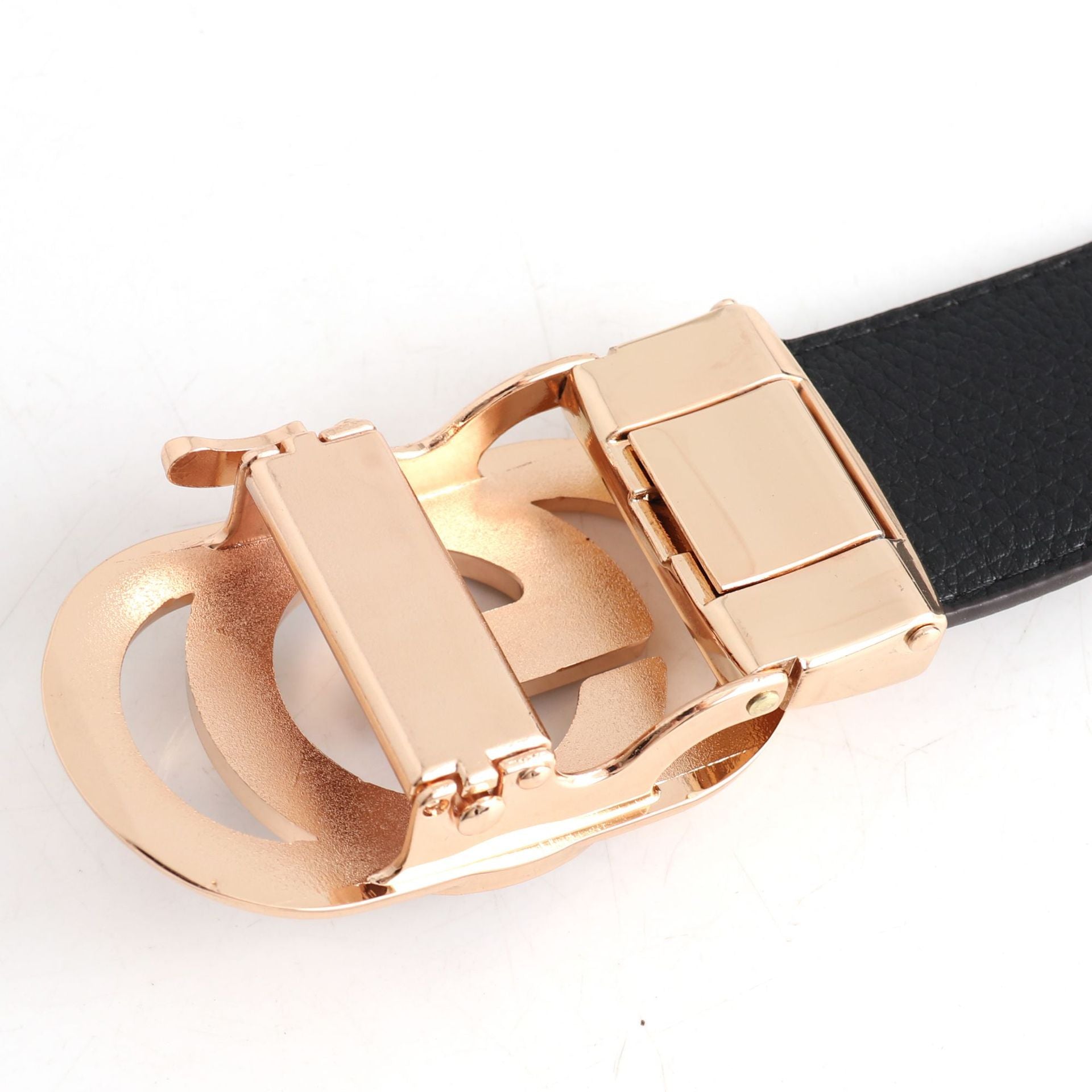 Luxury Designer Style PU Leather Belt,Automatic Buckle(G-patterned black-gray belt + silver buckle) V888-ELOSUNG29082