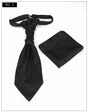 Men's Formal Paisley Ascot Cravat & Pocket Square Set - Adjustable Necktie for Weddings(Black) V888-ELOSUNG29093