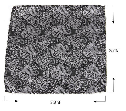 Men's Formal Paisley Ascot Cravat & Pocket Square Set - Adjustable Necktie for Weddings(Red pattern) V888-ELOSUNG29097