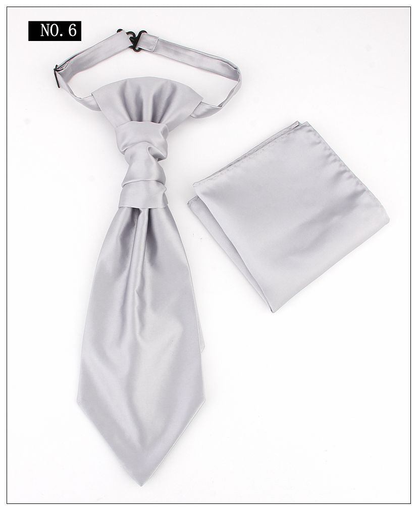 Men's Formal Paisley Ascot Cravat & Pocket Square Set - Adjustable Necktie for Weddings(Light Gray ) V888-ELOSUNG29098
