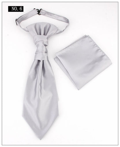 Men's Formal Paisley Ascot Cravat & Pocket Square Set - Adjustable Necktie for Weddings(Light Gray ) V888-ELOSUNG29098