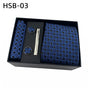 Men's Luxury Necktie Gift Set - 4 Piece Set with Tie, Pocket Square, Cufflinks & Tie Clip(Dark blue plaid) V888-ELOSUNG29102