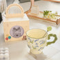 Elegant Ceramic Mug with Sculpted Handle,400ml Vintage Inspired Pedestal Design(Matcha Green) V888-ELOSUNG29112
