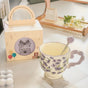 Elegant Ceramic Mug with Sculpted Handle,400ml Vintage Inspired Pedestal Design(Roland purple) V888-ELOSUNG29113