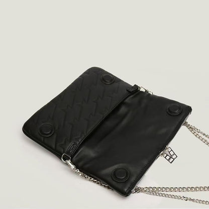 Chic Quilted Leather Crossbody Bag with Chain Strap & Tassel Detail(Pure black) V888-ELOSUNG29122