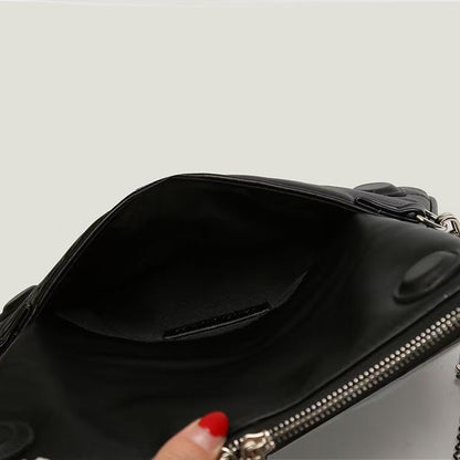 Chic Quilted Leather Crossbody Bag with Chain Strap & Tassel Detail(Pure black) V888-ELOSUNG29122
