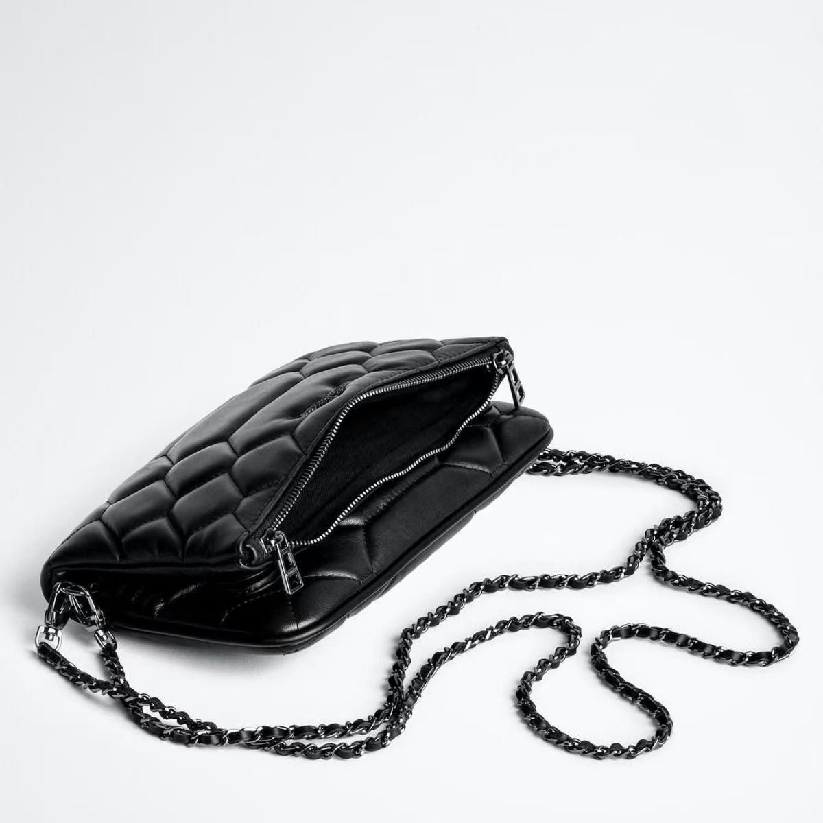 Chic Quilted Leather Crossbody Bag with Chain Strap & Tassel Detail(Golden black) V888-ELOSUNG29124