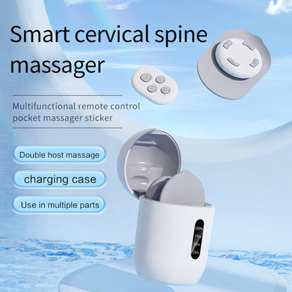Smart Cervical Spine EMS Massager Sticker with Remote Control & Charging Case - 6 Modes, 16 Strengths(white) V888-ELOSUNG29136