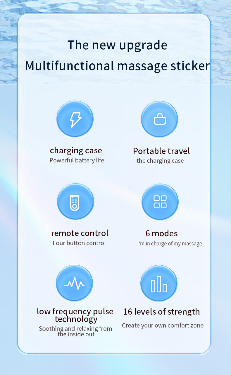 Smart Cervical Spine EMS Massager Sticker with Remote Control & Charging Case - 6 Modes, 16 Strengths(white) V888-ELOSUNG29136