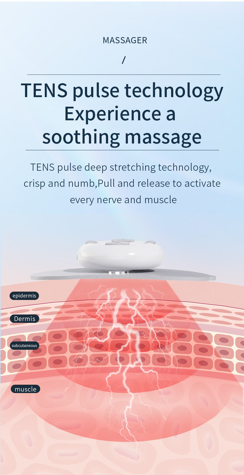 Smart Cervical Spine EMS Massager Sticker with Remote Control & Charging Case - 6 Modes, 16 Strengths(white) V888-ELOSUNG29136