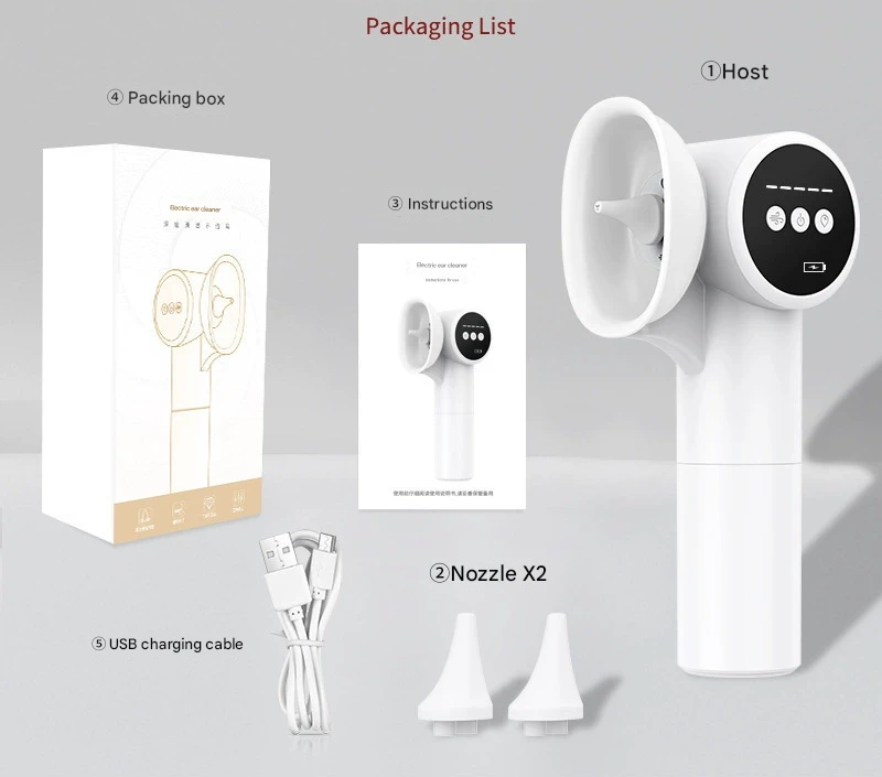 Automatic Electric Ear Wax Removal & Irrigation System - 5 Modes, USB-C, Hot Air Drying(white) V888-ELOSUNG29154