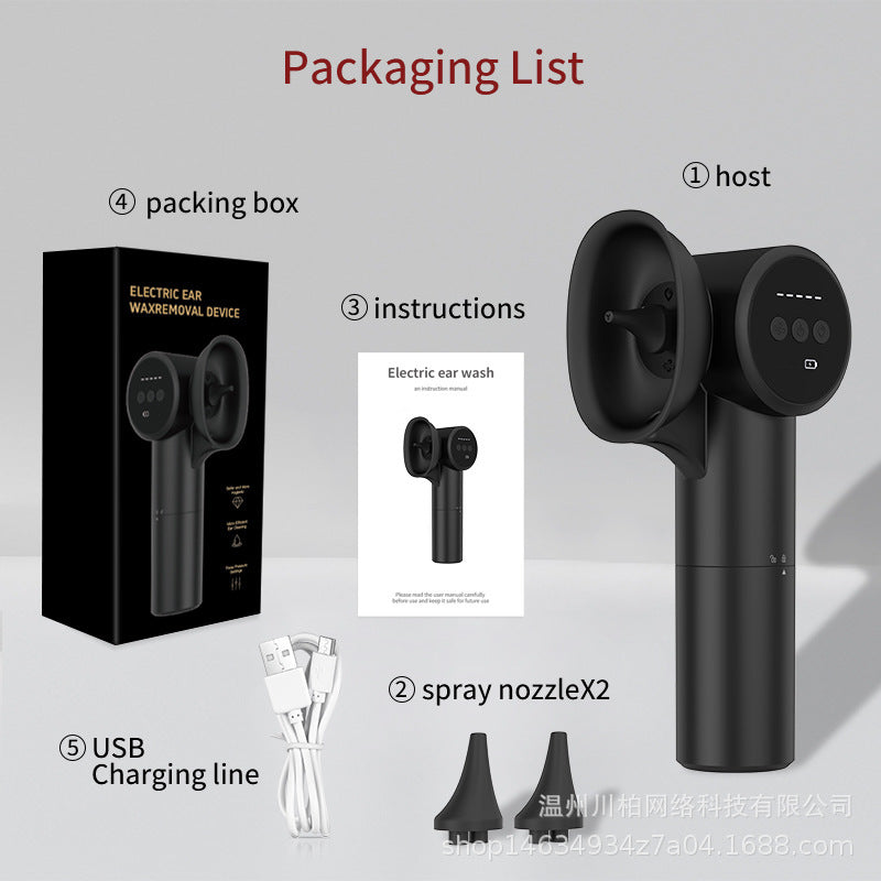 Automatic Electric Ear Wax Removal & Irrigation System - 5 Modes, USB-C, Hot Air Drying(black) V888-ELOSUNG29155