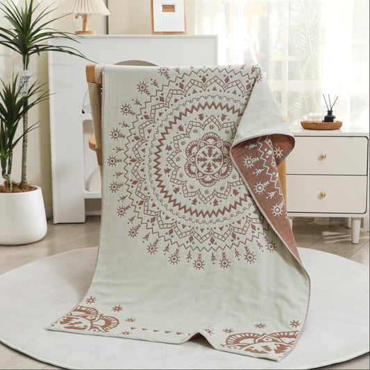Premium Cartoon Animal Print Gauze Bath Towel - 70x140cm, Soft, Absorbent(Mandela-Brown 70*140) V888-ELOSUNG29167