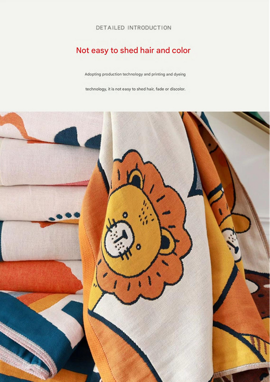 Premium Cartoon Animal Print Gauze Bath Towel - 70x140cm, Soft, Absorbent(Oracle Green 70*140) V888-ELOSUNG29170