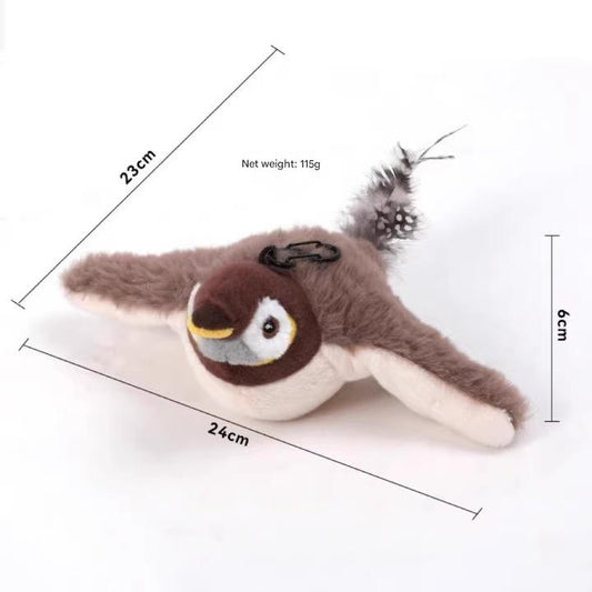 Interactive Flapping Wing Bird Toy for Cats & Dogs,Motion Activated with Sound(Lomi Brown Sparrow) V888-ELOSUNG29177