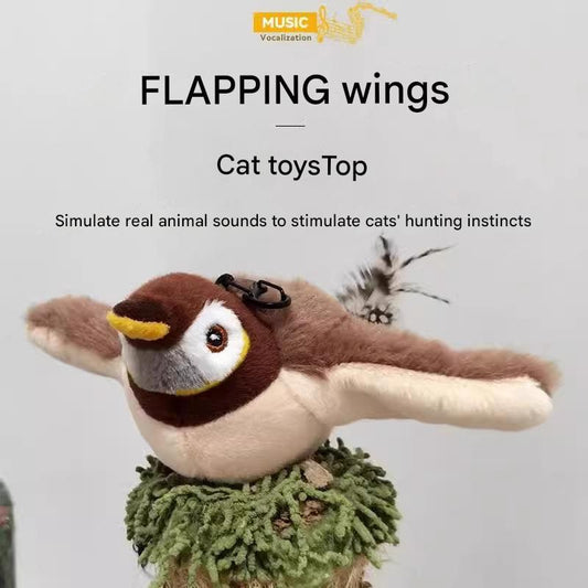 Interactive Flapping Wing Bird Toy for Cats & Dogs,Motion Activated with Sound(Milo Gray Penguin) V888-ELOSUNG29178