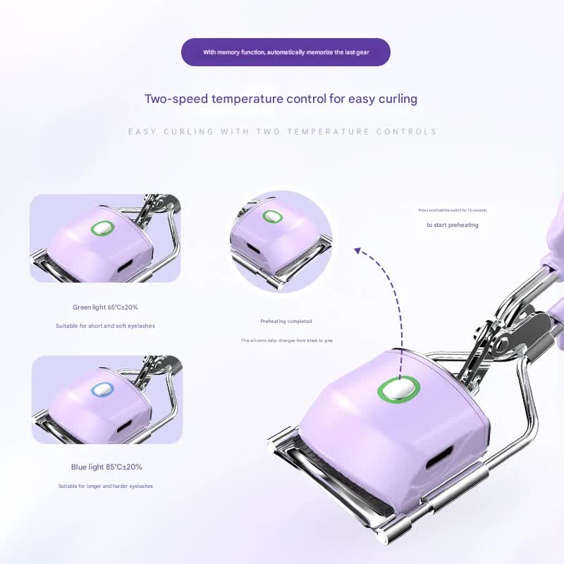 Heated Eyelash Curler with 2 Temperature Controls, Long-Lasting Curl(pink) V888-ELOSUNG29183