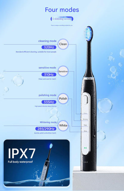 LED Sonic Electric Toothbrush - 2-in-1 Cleaning & Whitening, 4 Modes(black) V888-ELOSUNG29204