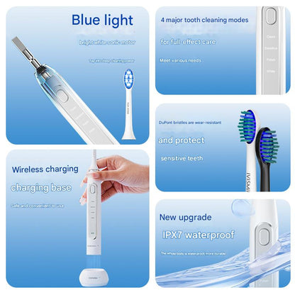 LED Sonic Electric Toothbrush - 2-in-1 Cleaning & Whitening, 4 Modes(white) V888-ELOSUNG29205