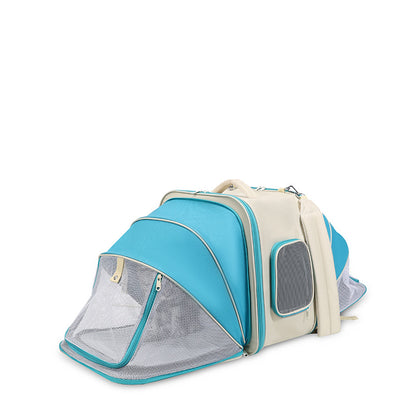 Expandable Pet Carrier Backpack for Cats & Small Dogs - Breathable Mesh, Multiple Entrances(Blue) V888-ELOSUNG29218